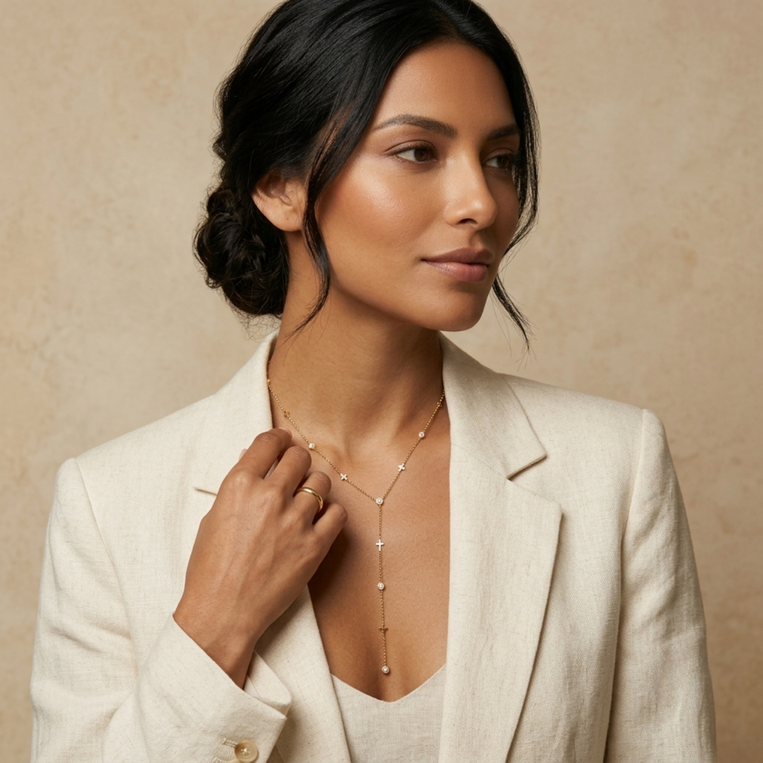 Collier Croix Femme – Y Zircon Plaqué Or