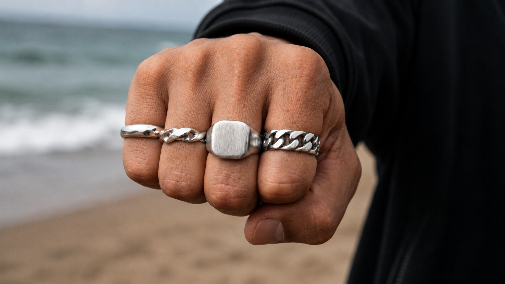Bagues Acier — Homme