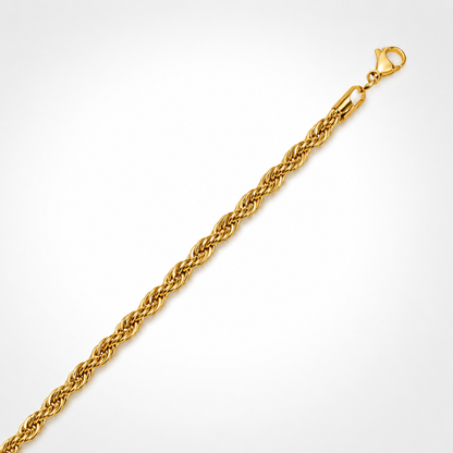 Collier Maille Corde 4 mm Homme / Femme – Plaqué Or