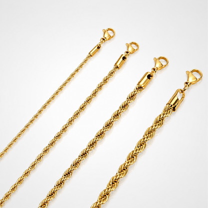 Collier Maille Corde 2 mm Femme / homme – Plaqué Or