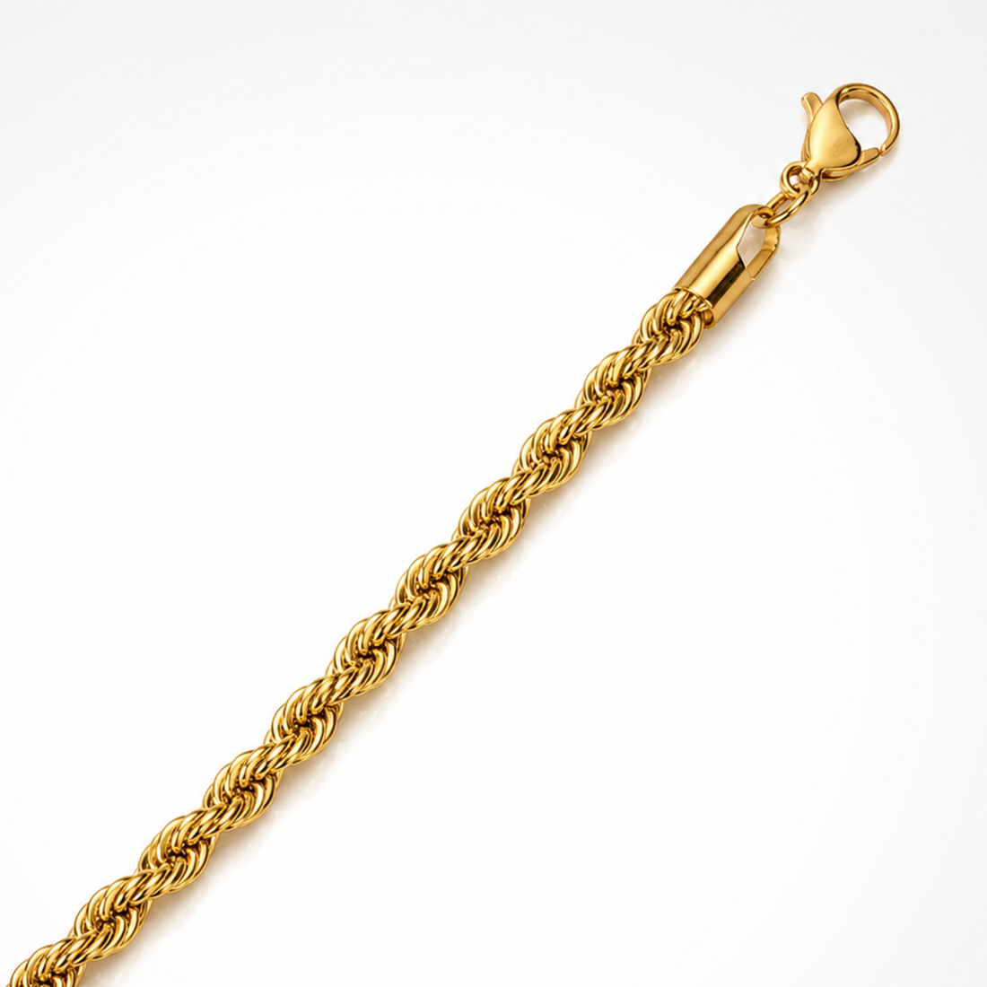 Collier Maille Corde 5 mm  Homme / femme – Plaqué Or