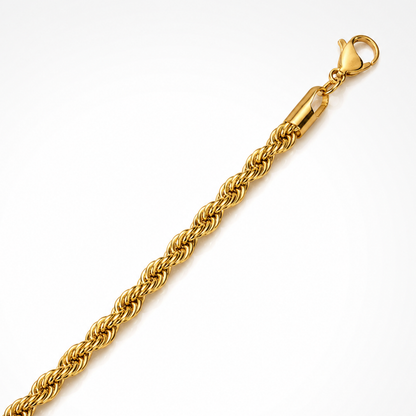Collier Maille Corde 5 mm  Homme / femme – Plaqué Or