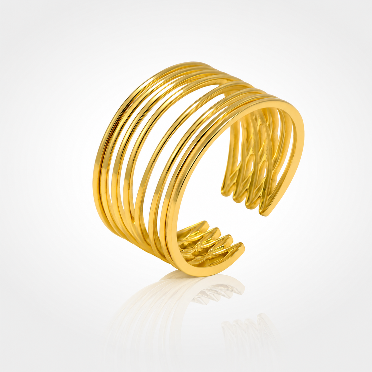 Bague Multi-Rangs Femme – Ouverte Ajustable Plaqué Or