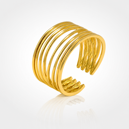 Bague Multi-Rangs Femme – Ouverte Ajustable Plaqué Or