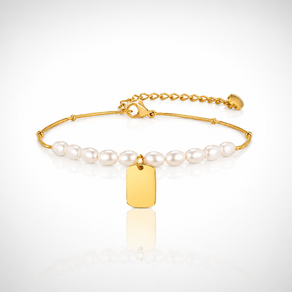 Bracelet Athéna – Perles & Médaillon Plaqué Or