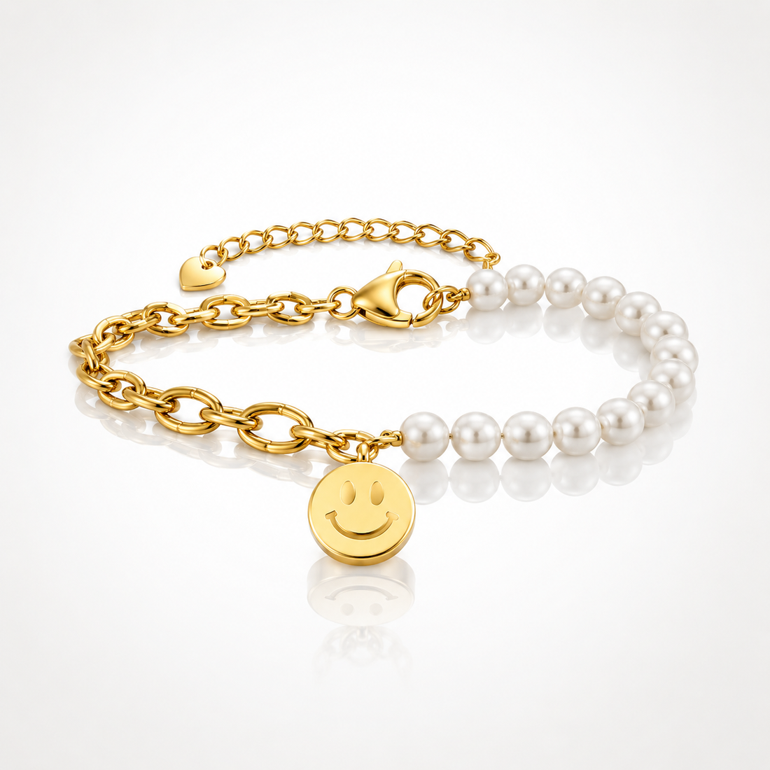 Bracelet Flore – Perles & Smiley Plaqué Or