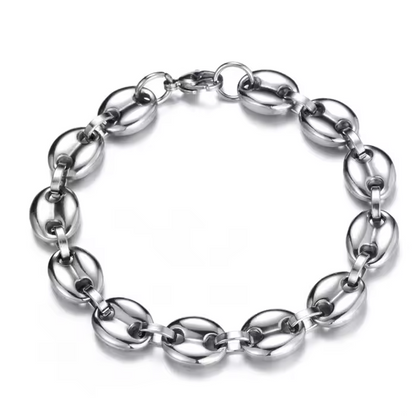DJALIBA flat heart bracelet in sculpted silver