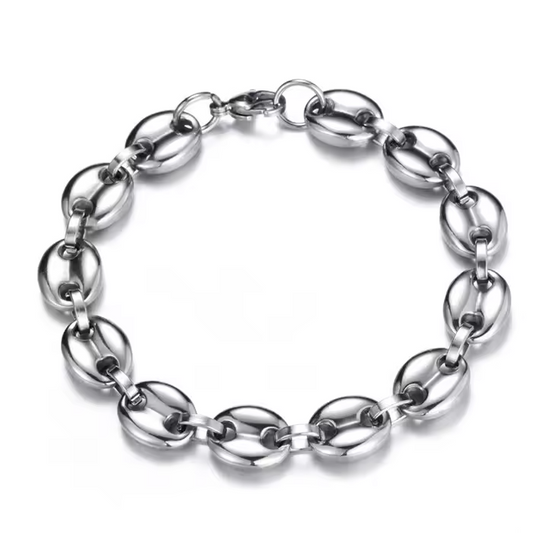 DJALIBA flat heart bracelet in sculpted silver
