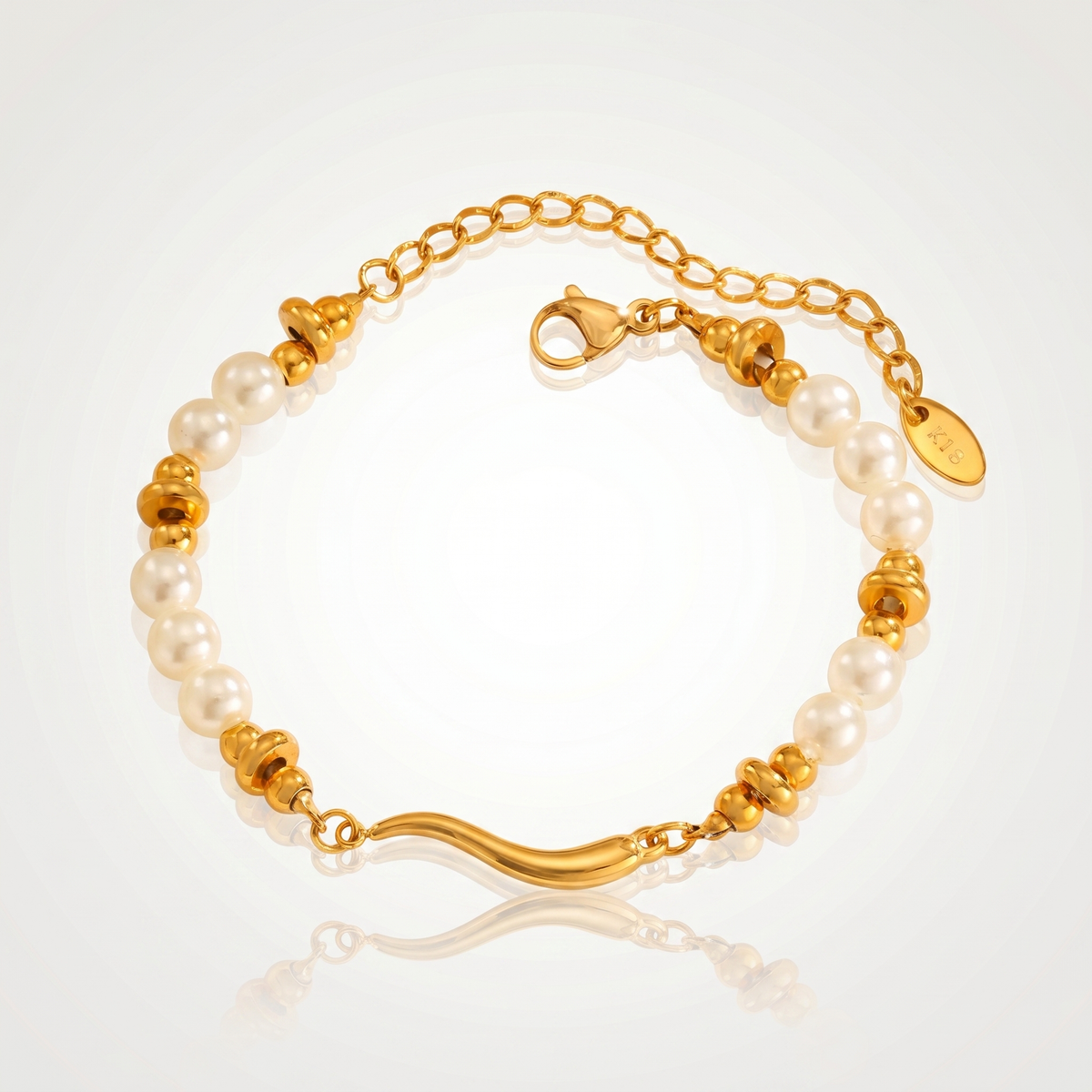 Bracelet Daphné – Perles & Chaîne Plaqué Or