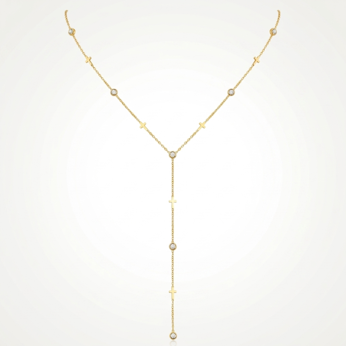 Collier Croix Femme – Y Zircon Plaqué Or