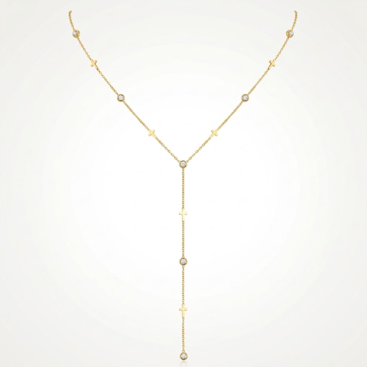 Collier Croix Femme – Y Zircon Plaqué Or