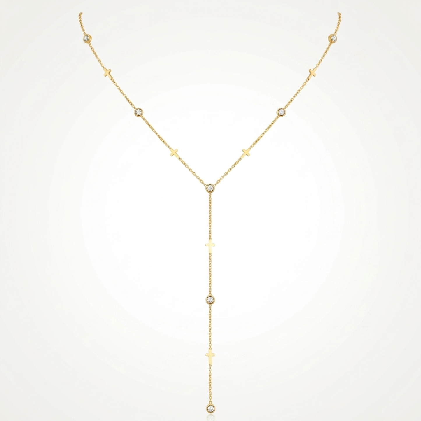 Collier Croix Femme – Y Zircon Plaqué Or