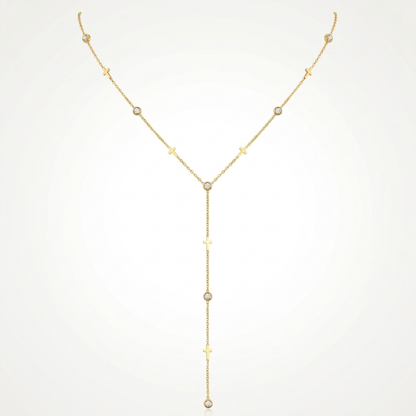 Collier Croix Femme – Y Zircon Plaqué Or