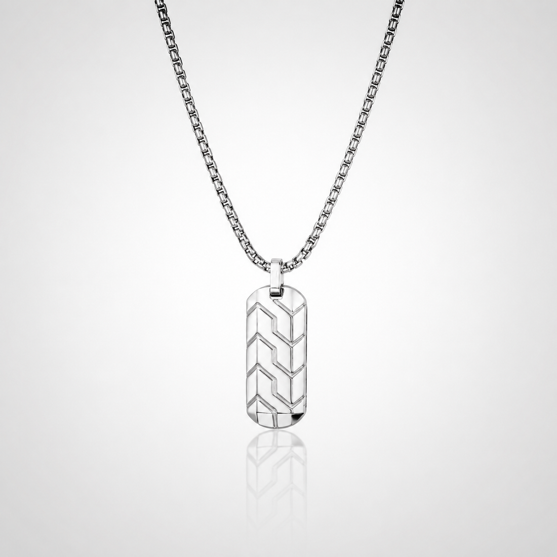 Collier Pendentif Chevrons Homme – Argent