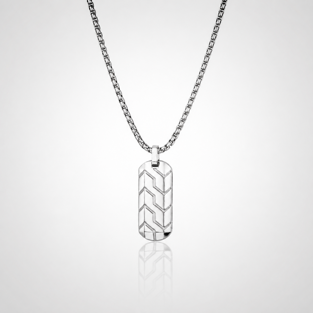 Collier Pendentif Chevrons Homme – Argent