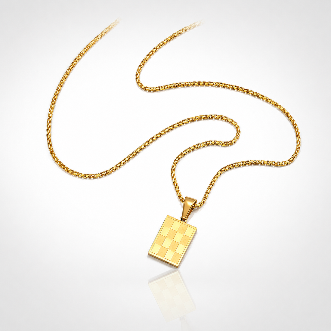 Collier Pendentif Damier Homme – Or