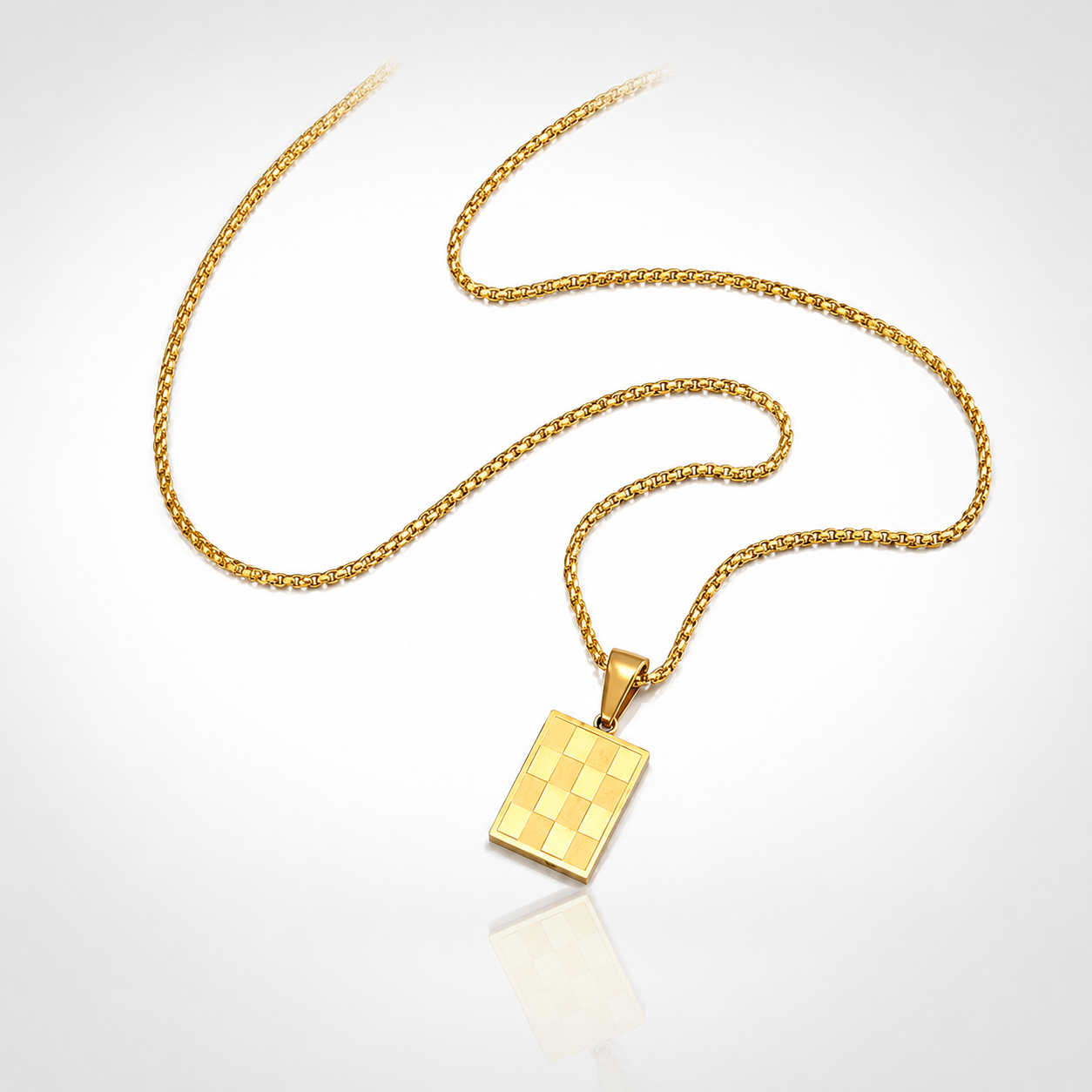 Collier Pendentif Damier Homme – Or