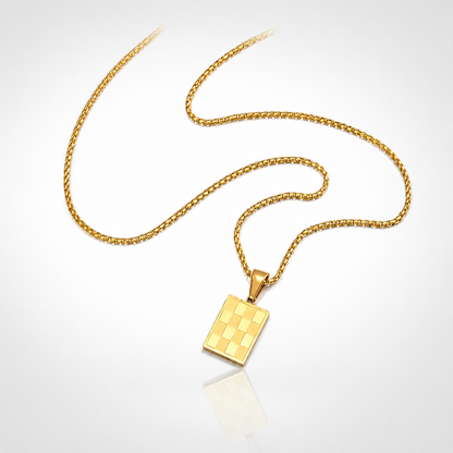 Collier Pendentif Damier Homme – Or