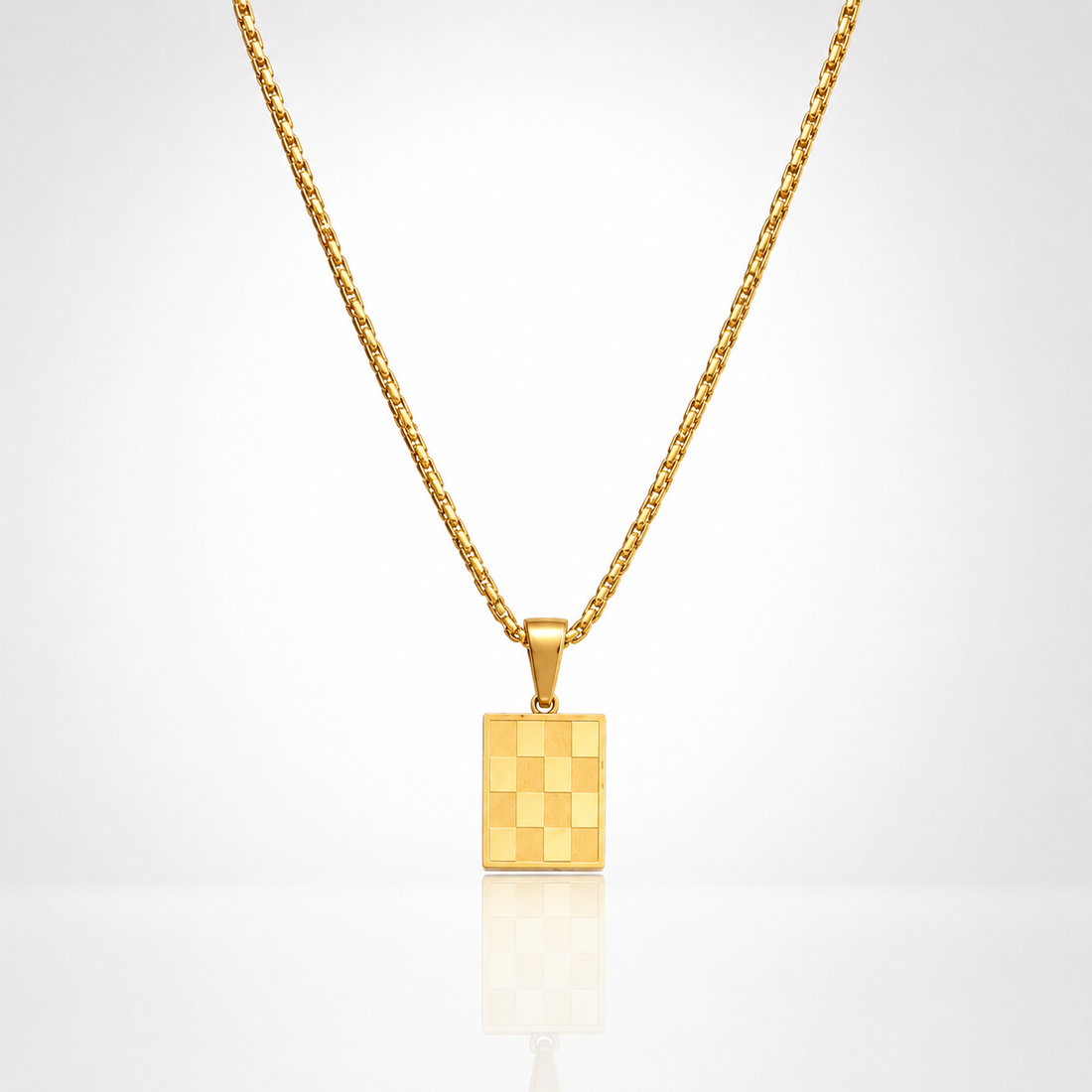 Collier Pendentif Damier Homme – Or
