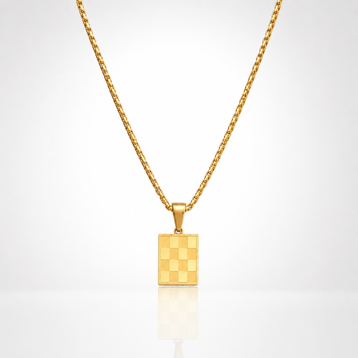 Collier Pendentif Damier Homme – Or