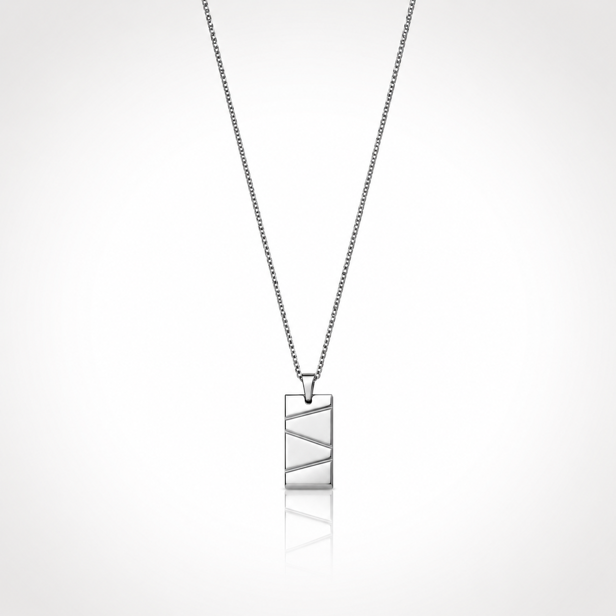 Collier Pendentif Diagonales Homme – Acier