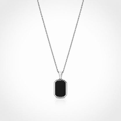 Collier Pendentif Écusson Noir Homme – Argent