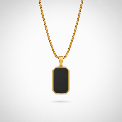 Collier Pendentif Écusson Noir Homme – Or