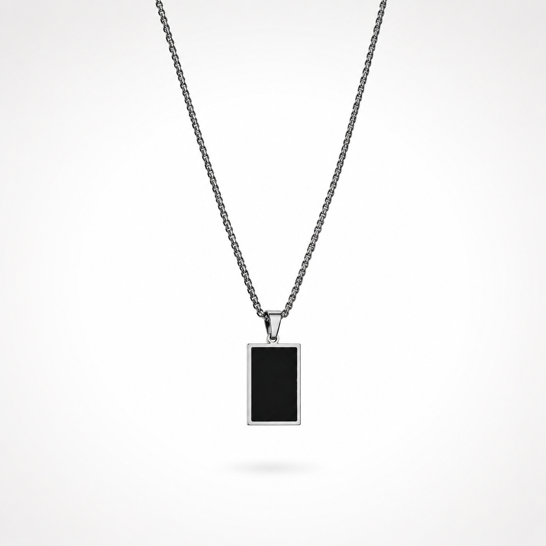 Collier Pendentif Plaque Noire Homme – Argent