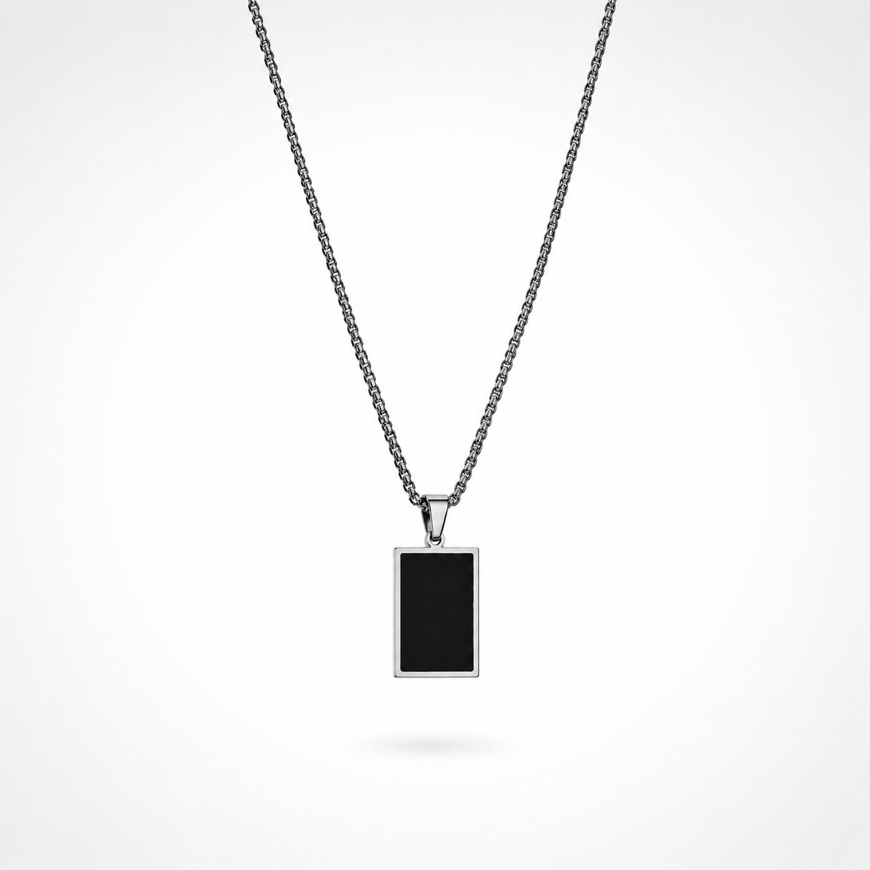 Collier Pendentif Plaque Noire Homme – Argent
