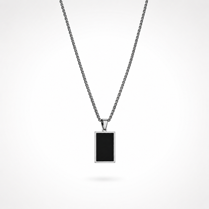 Collier Pendentif Plaque Noire Homme – Argent