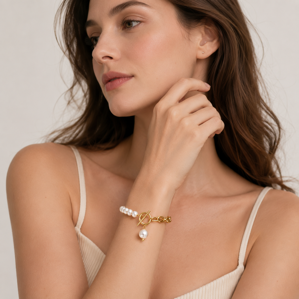 Bracelet Calypso – Perles & Chaîne Plaqué Or