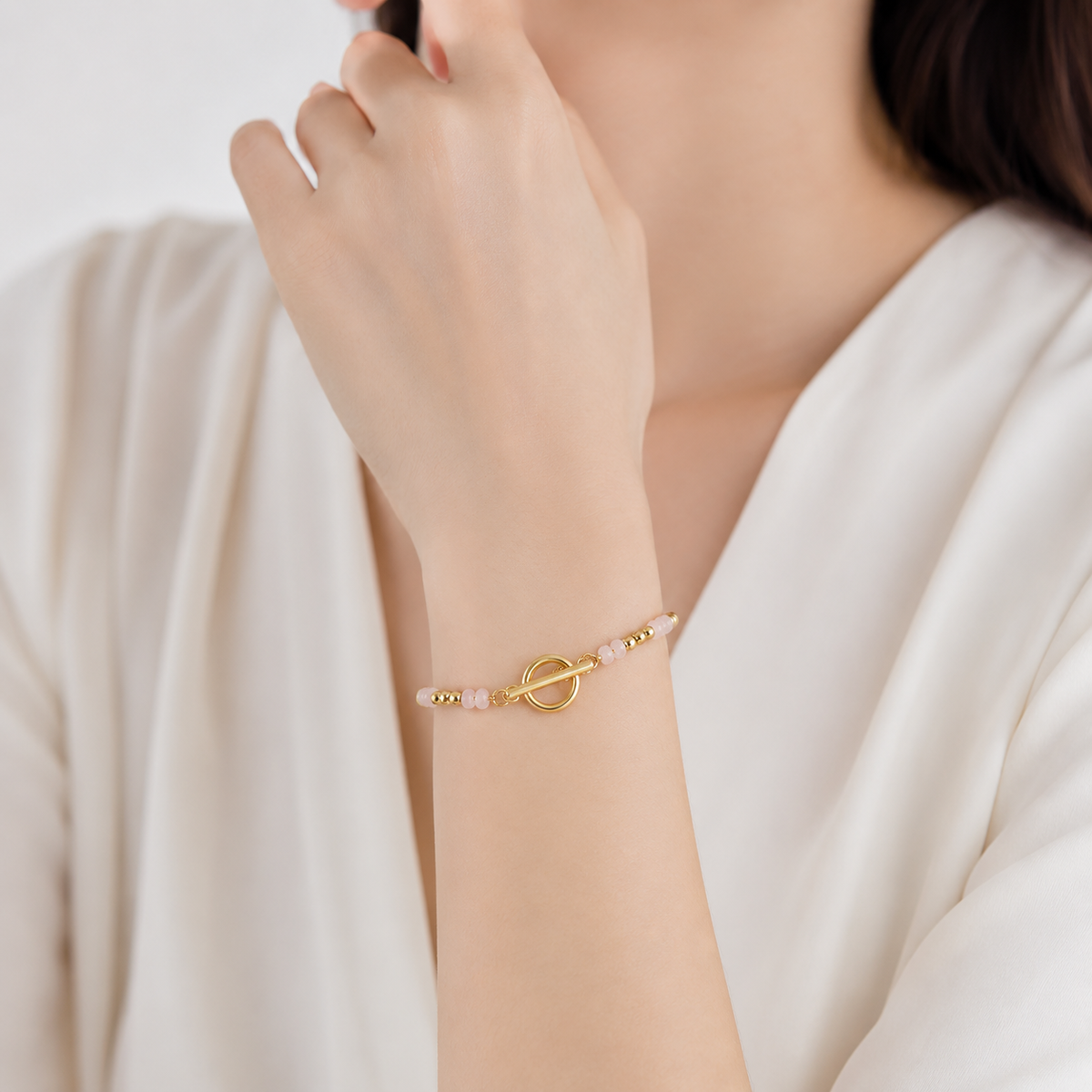 Bracelet Pierre de Lune Femme – Pierre Naturelle (quartz rose)