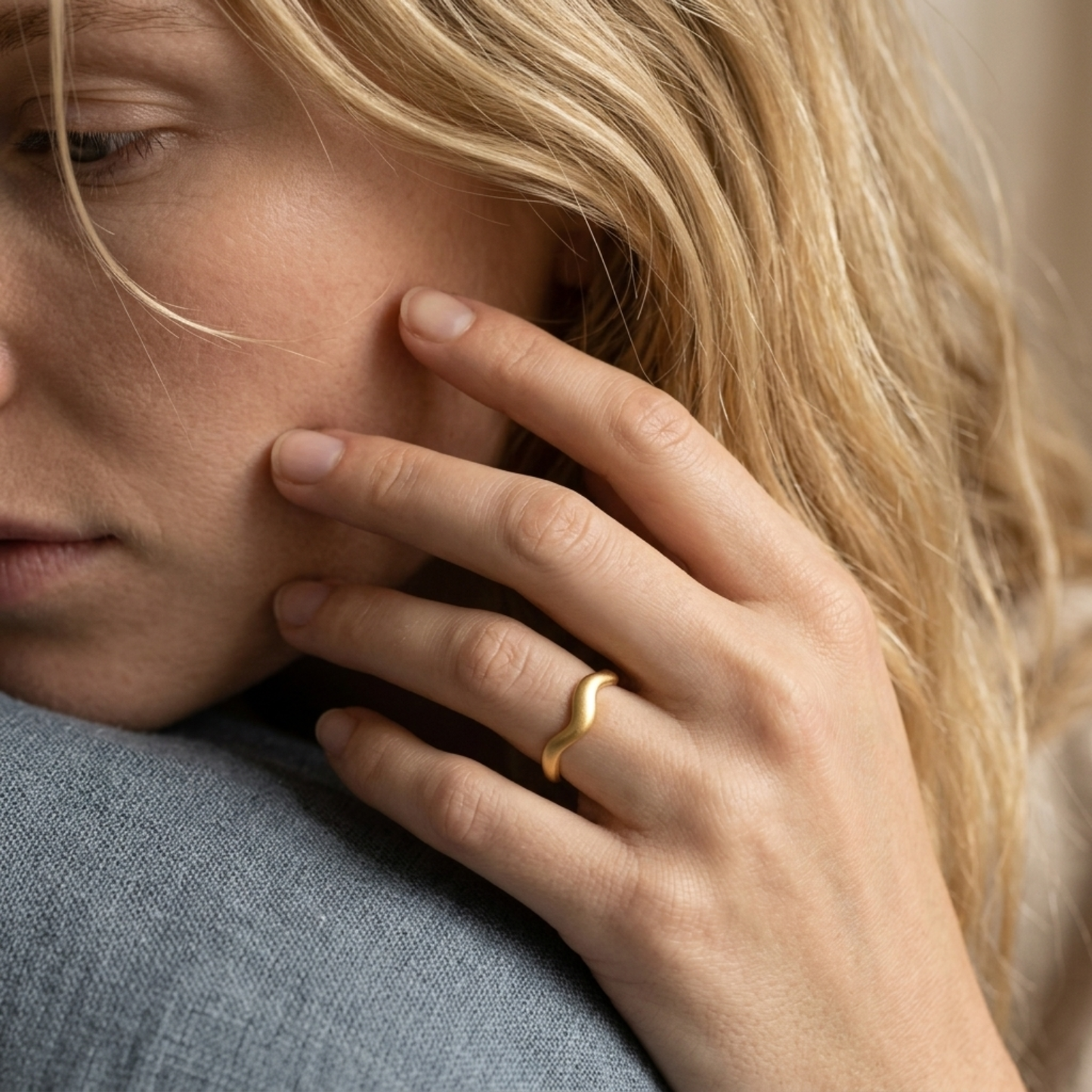 Bague Vague Femme – Ouverte Ajustable Plaqué Or