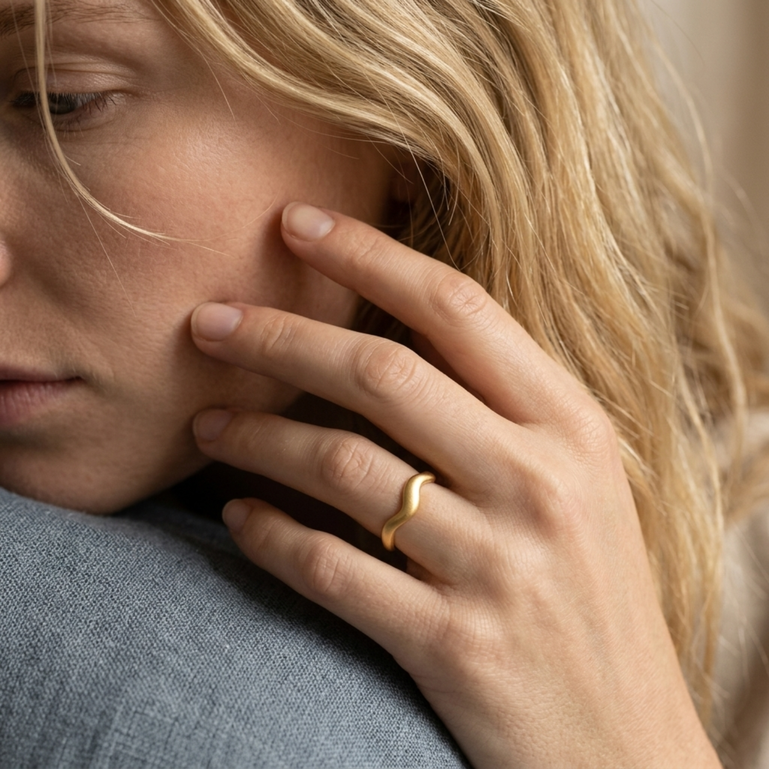 Bague Vague Femme – Ouverte Ajustable Plaqué Or