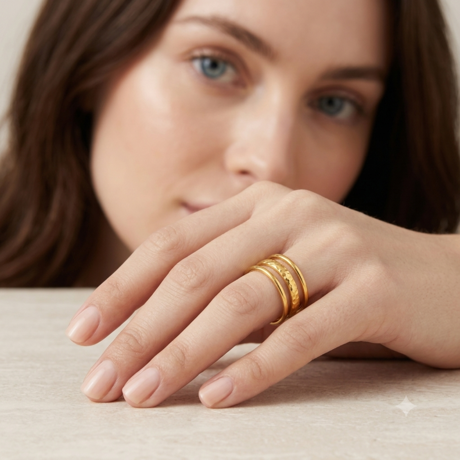 Bague Double Anneau Femme – Ouverte Ajustable Plaqué Or