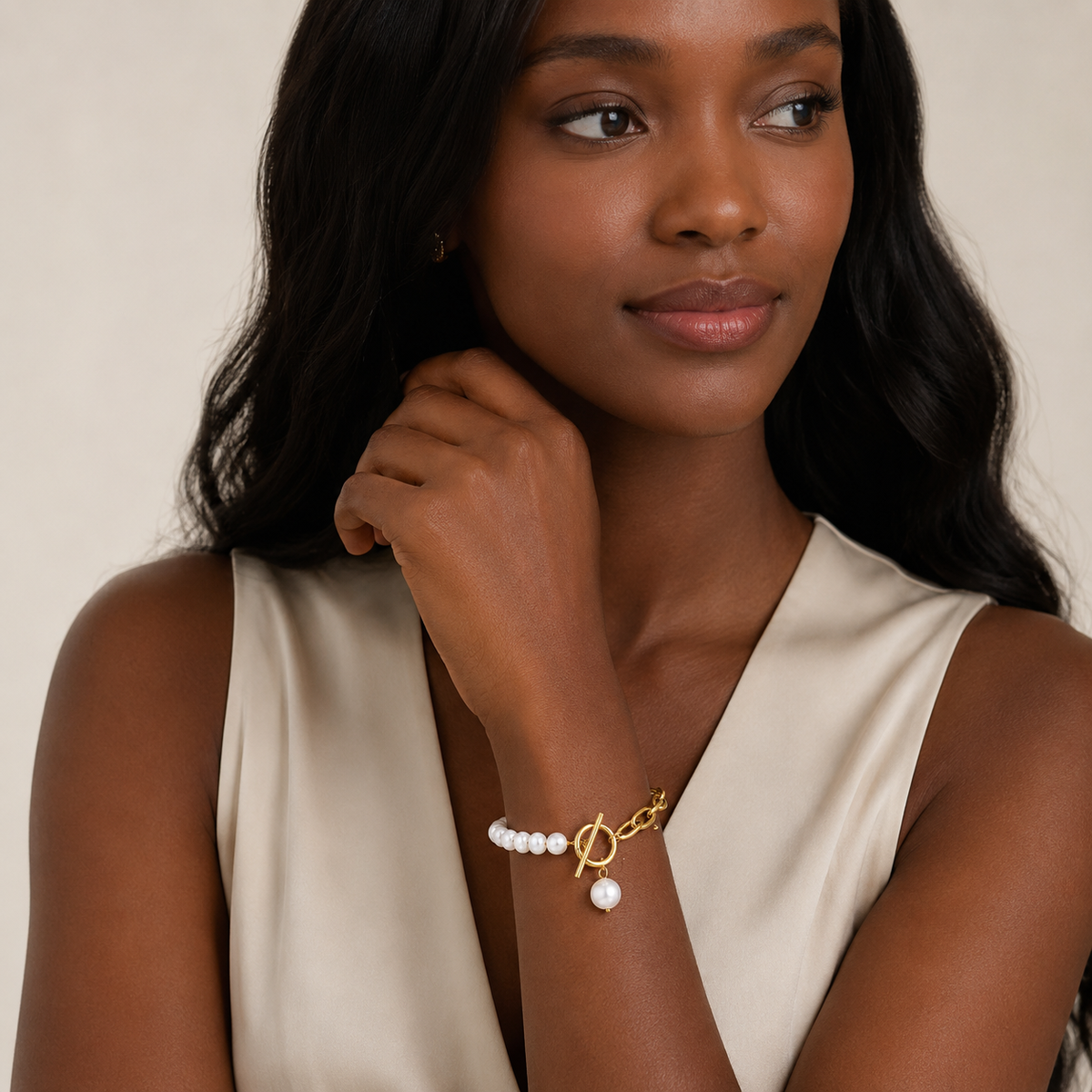 Bracelet Calypso – Perles & Chaîne Plaqué Or