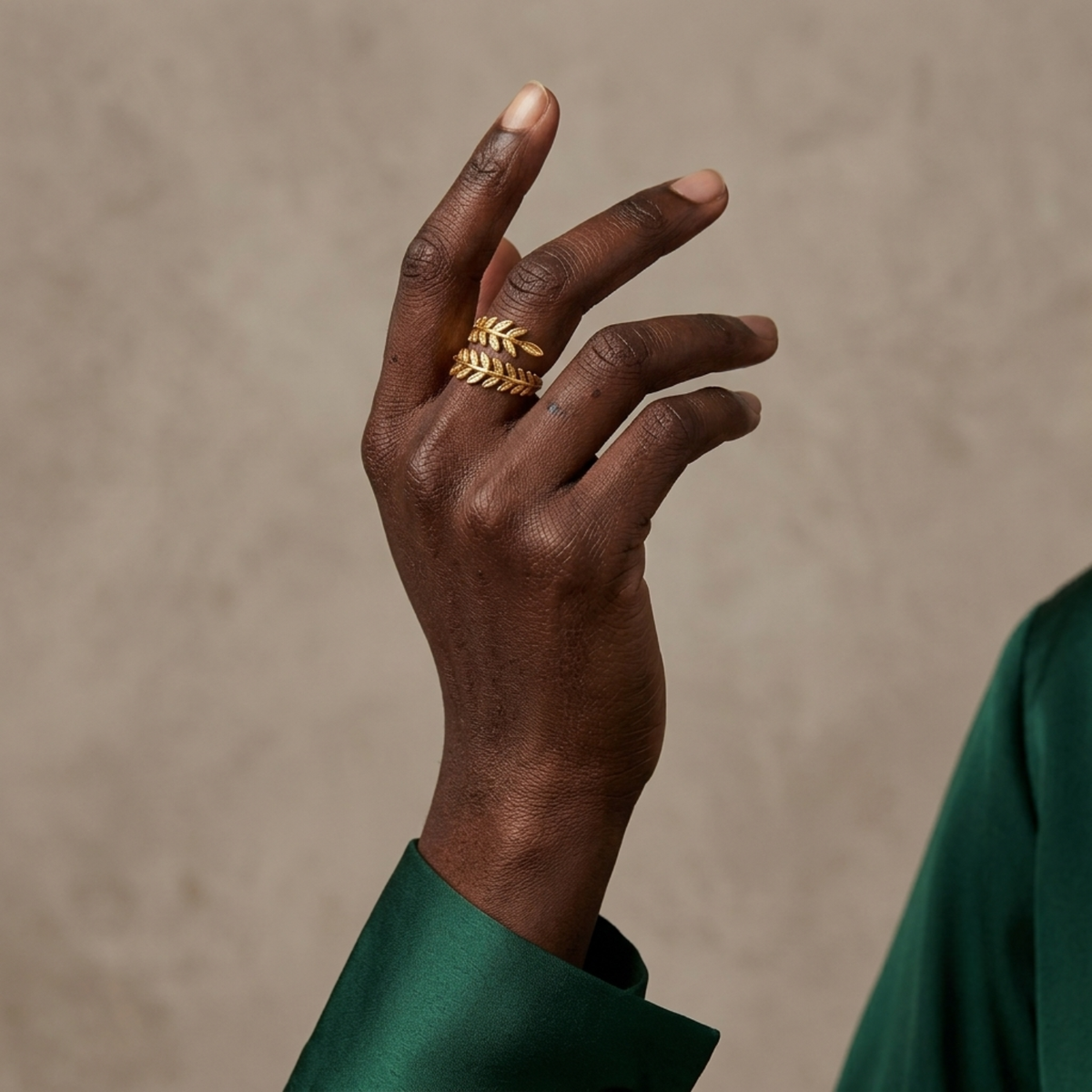 Bague Feuille de Laurier Femme – Ouverte Ajustable Plaqué Or