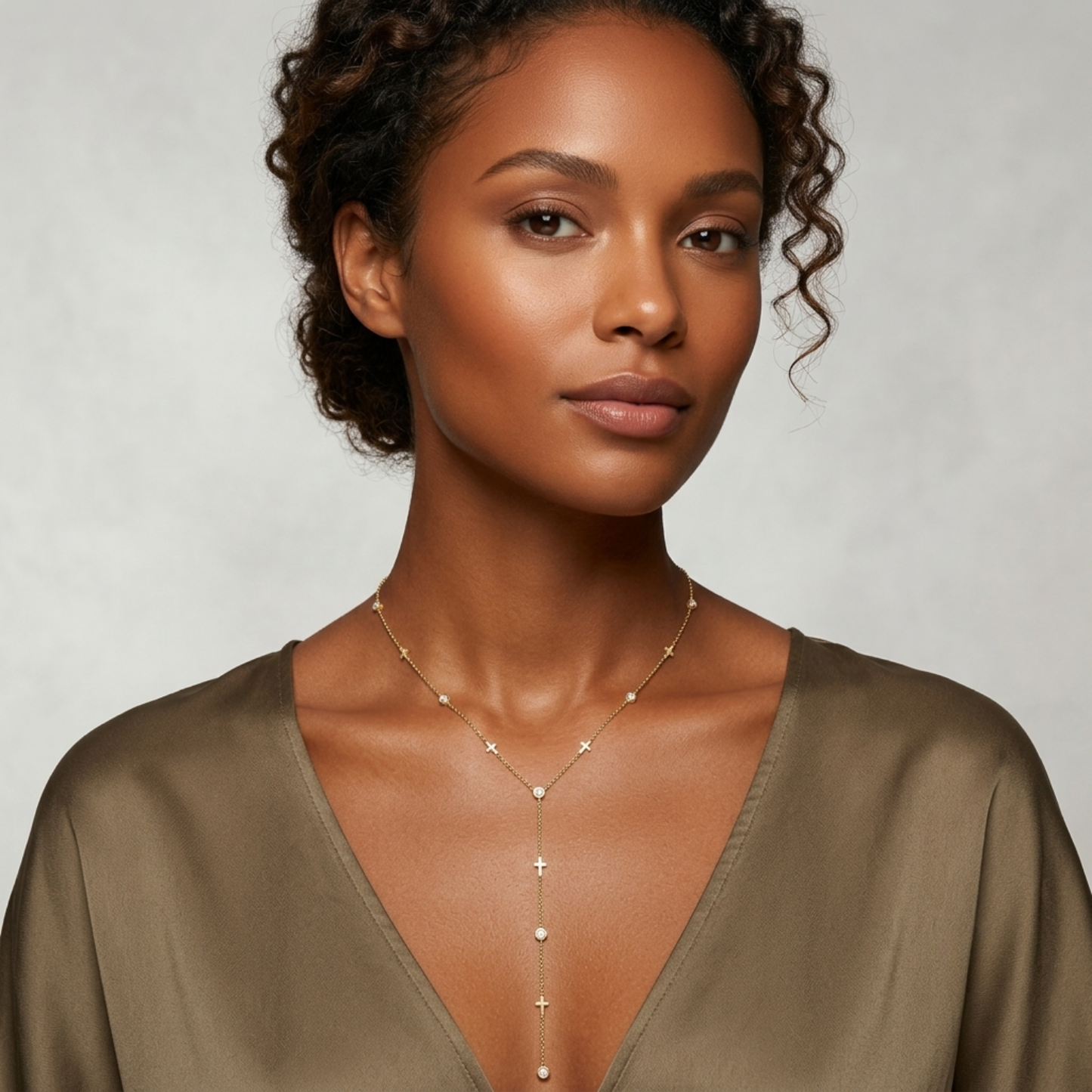 Collier Croix Femme – Y Zircon Plaqué Or