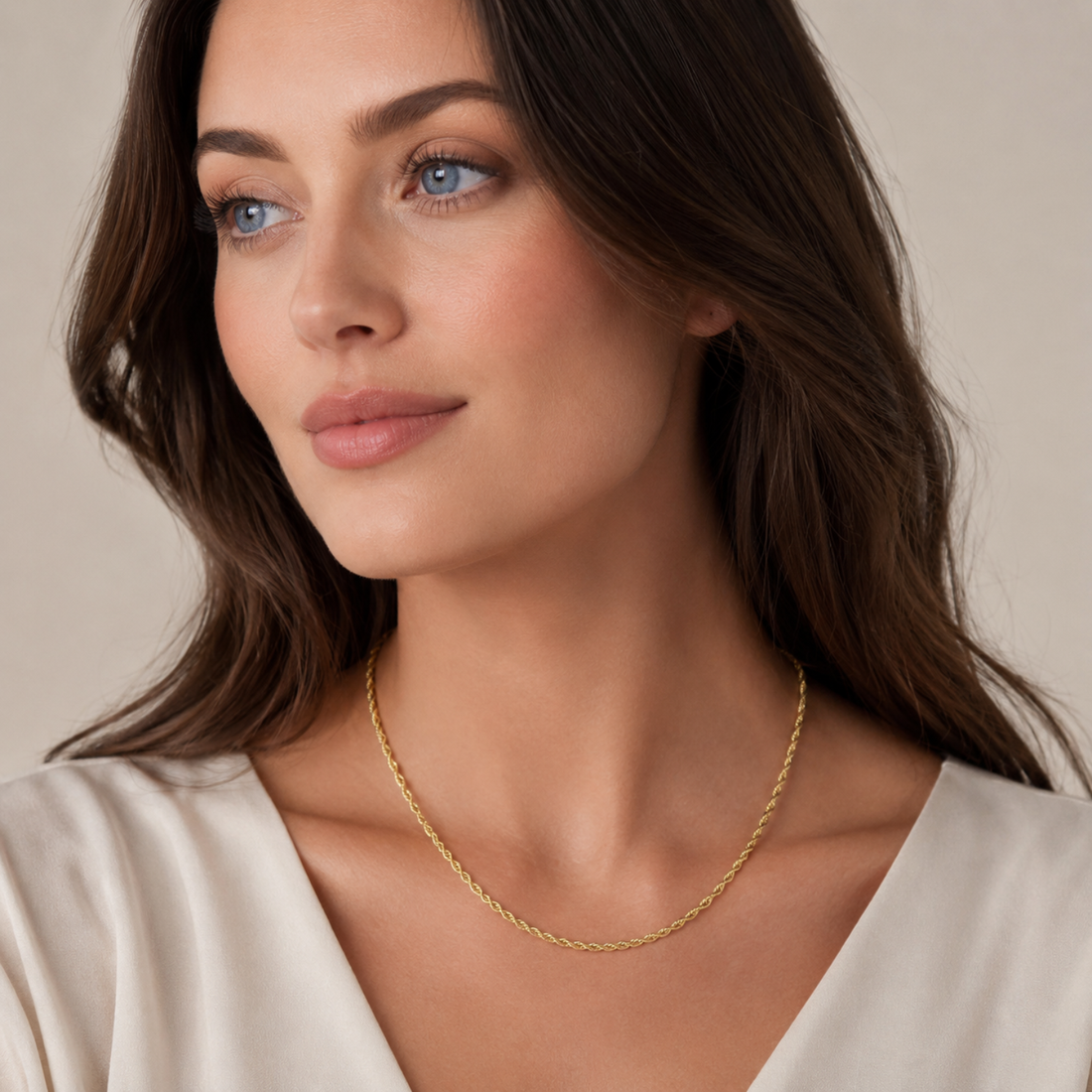 Collier Maille Corde 3 mm Femme / Homme  – Plaqué Or