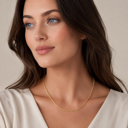 Collier Maille Corde 3 mm Femme / Homme  – Plaqué Or
