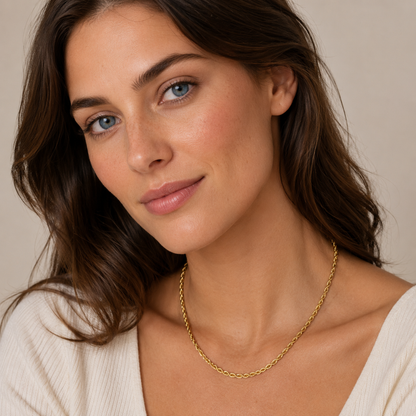 Collier Maille Corde 4 mm Homme / Femme – Plaqué Or