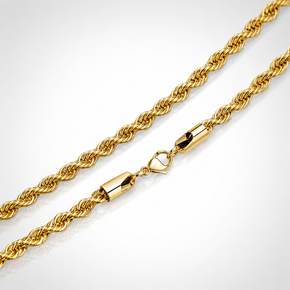 Collier Maille Corde 2 mm Femme / homme – Plaqué Or