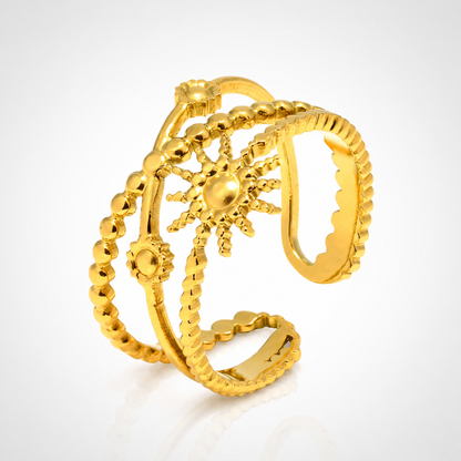 Bague Soleil Femme – Ouverte Ajustable Plaqué Or