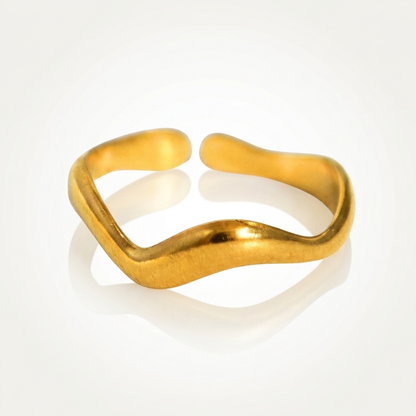 Bague Vague Femme – Ouverte Ajustable Plaqué Or
