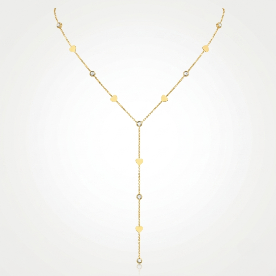 Collier Cœur Femme – Y Zircon Plaqué Or