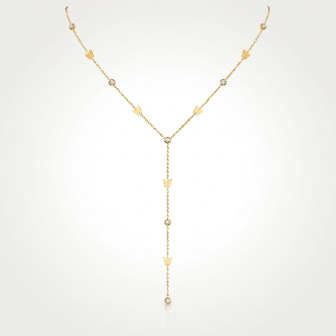 Collier Papillon Femme – Y Zircon Plaqué Or