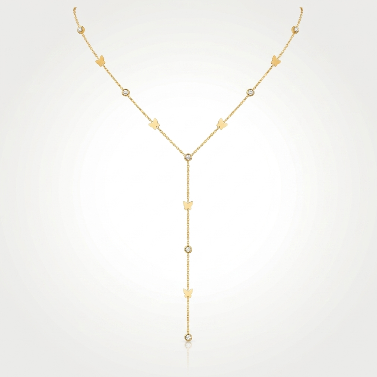 Collier Papillon Femme – Y Zircon Plaqué Or