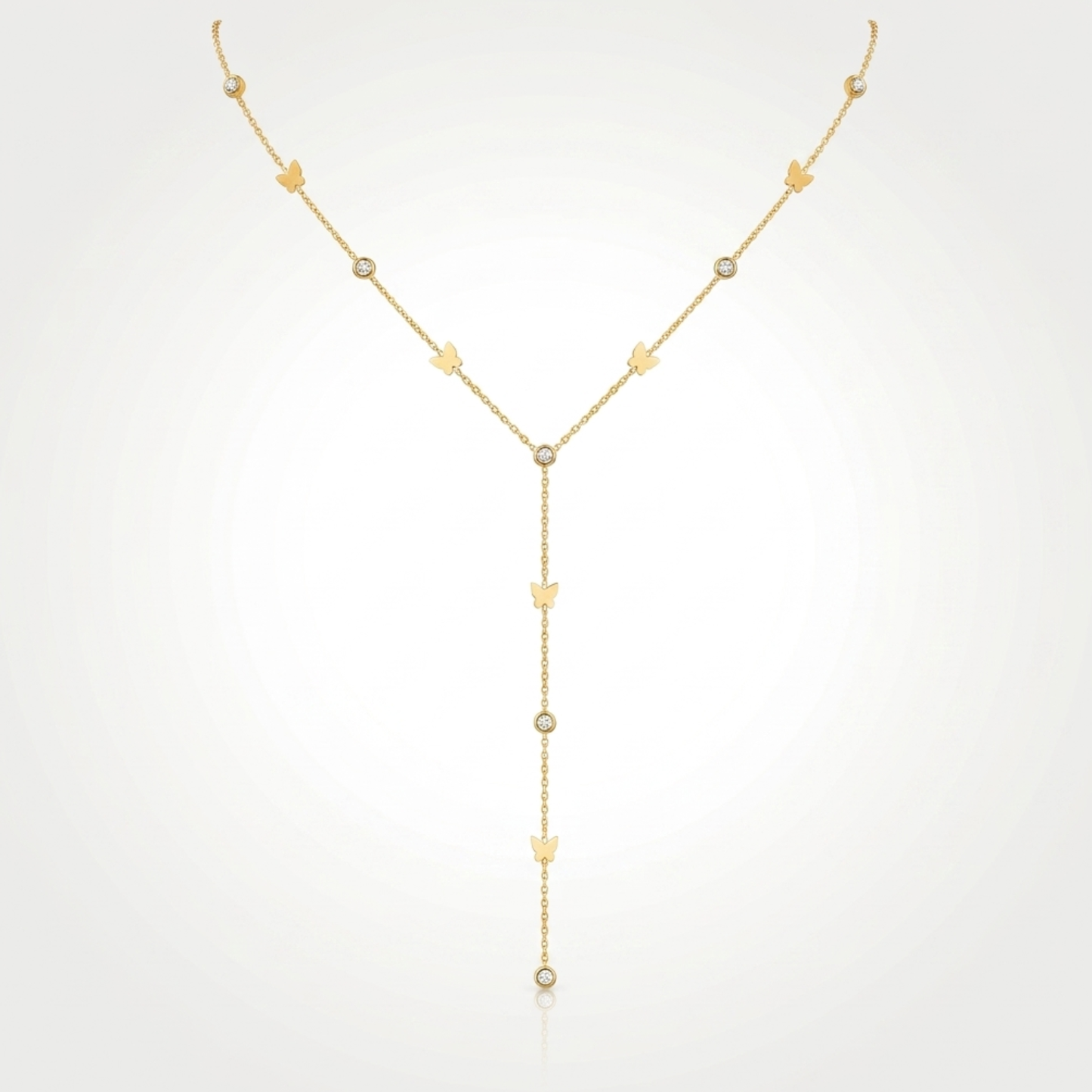 Collier Papillon Femme – Y Zircon Plaqué Or