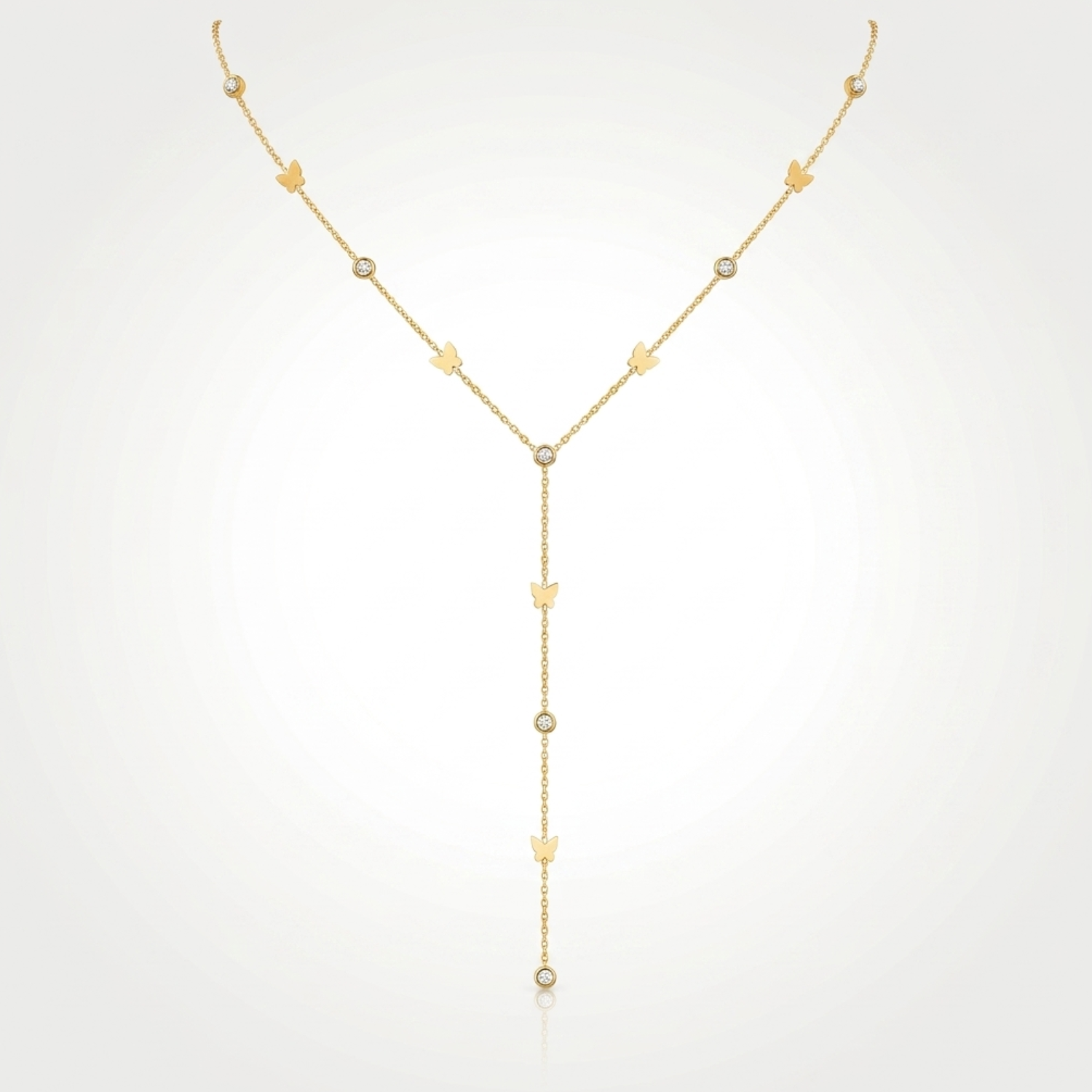 Collier Papillon Femme – Y Zircon Plaqué Or