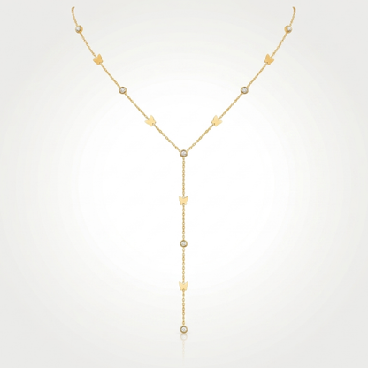 Collier Papillon Femme – Y Zircon Plaqué Or